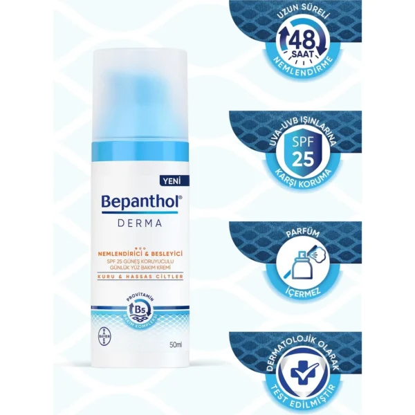 Bepanthol Derma Nemlendirici ve Besleyici SPF 25 Yüz Bakım Kremi 50 ml - Görsel 2
