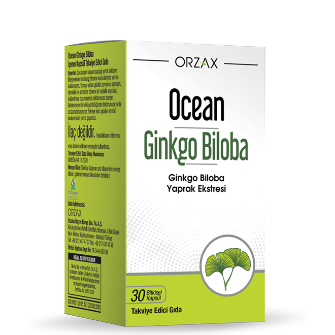 Orzax Ocean Ginkgo Biloba 30 Bitkisel Kapsül