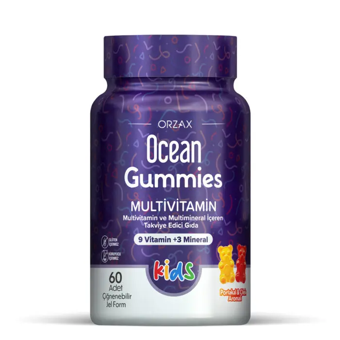 Orzax Ocean Gummies Multivitamin Kids Takviye Edici Gıda 60 Adet Çiğnenebilir Jel Form