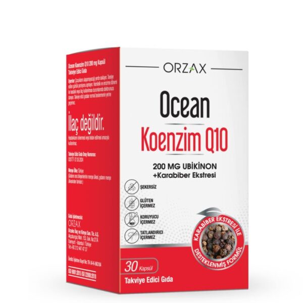 Orzax Ocean Koenzim Q10 200 mg Ubikinon (Karabiber Ekstresi) 30 Kapsül