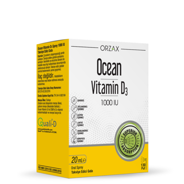Orzax Ocean Vitamin D3 1000 IU Sprey 20ml