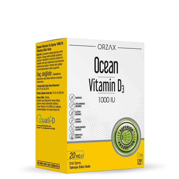 Orzax Ocean Vitamin D3 1000 IU Sprey 20ml