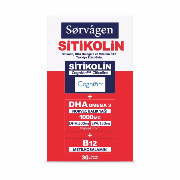 Sorvagen Smart Sitikolin DHA Omega 3 ve B12 30 Kapsül