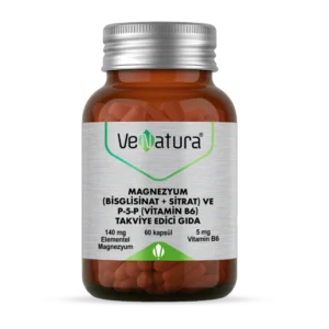 VeNatura Magnezyum (Bisglisinat+Sitrat) ve P5P (Vitamin B6) 60 Kapsül