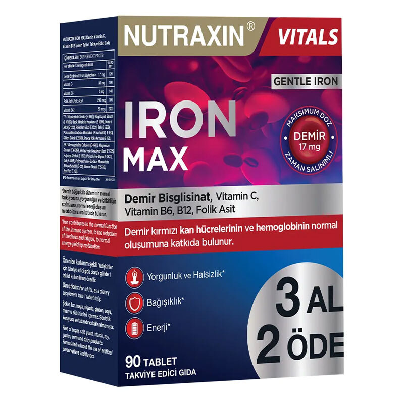 Nutraxin Iron Max 90 Tablet Nutraxin Iron Max 90 Tablet - Görsel 1