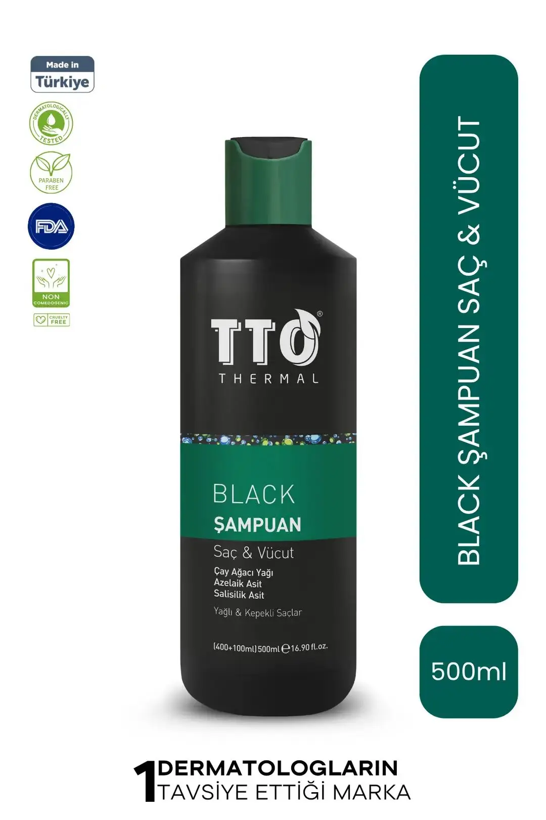 TTO Thermal Black Saç ve Vücut Şampuanı 500 ml - Görsel 1