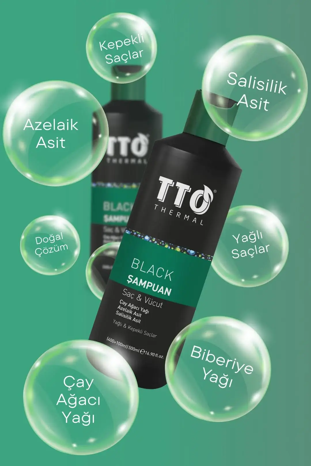 TTO Thermal Black Saç ve Vücut Şampuanı 500 ml - Görsel 3