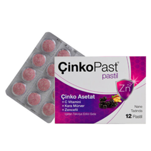 ÇinkoPast C Vitamini Zencefil Karamürver İçeren 12 Pastil