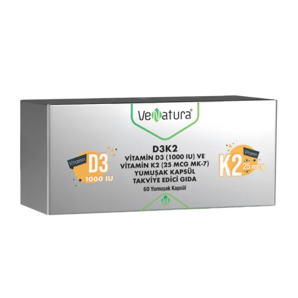 Venatura D3k2 Vitamin D3 ve Vitamin K2 60 Kapsül