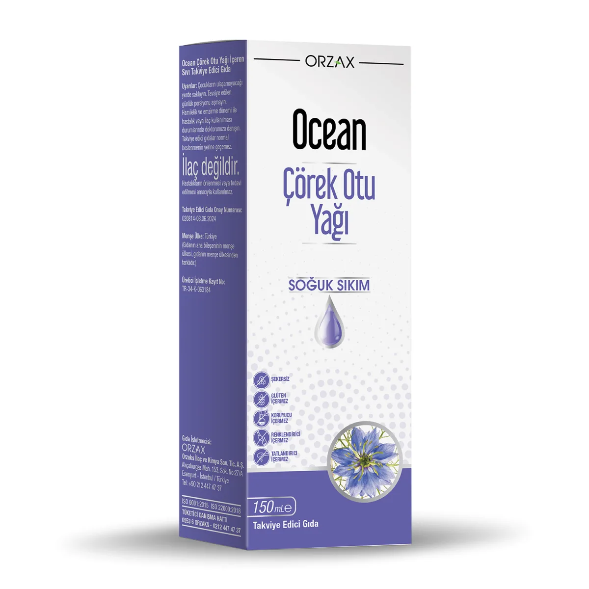 Orzax Ocean Çörek Otu Yağı Soğuk Sıkım 150 ml