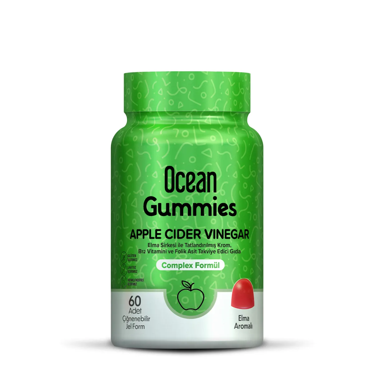 Orzax Ocean Gummies Apple Cider Vinegar Takviye Edici Gıda 60 Adet Çiğnenebilir Form