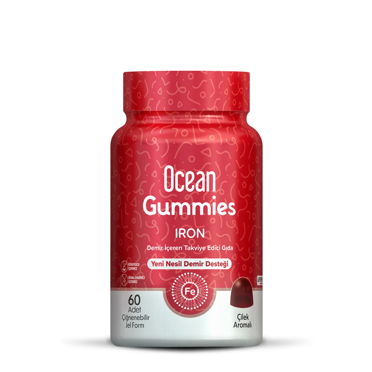 Orzax Ocean Gummies Iron Demir İçeren Takviye Edici Gıda 60 Adet Çİğnenebilir Jel Form