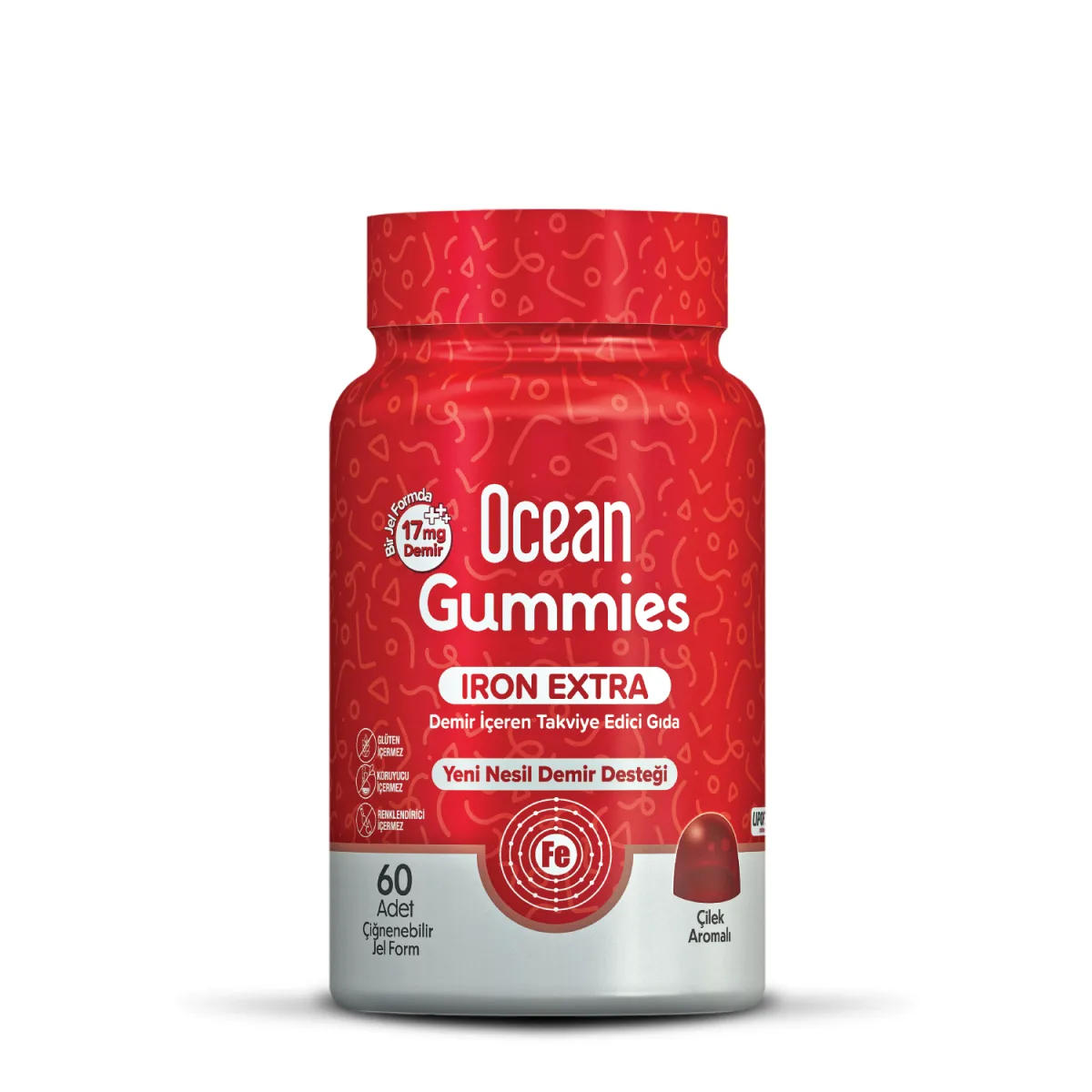 Orzax Ocean Gummies Iron Extra Demir İçeren Takviye Edici Gıda 60 Adet Çİğnenebilir Jel Form
