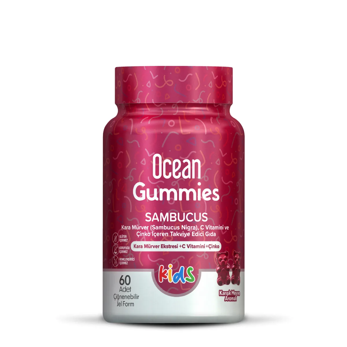 Orzax Ocean Gummies Sambucus Kids Takviye Edici Gıda 60 Adet Çiğnenebilir Jel Form