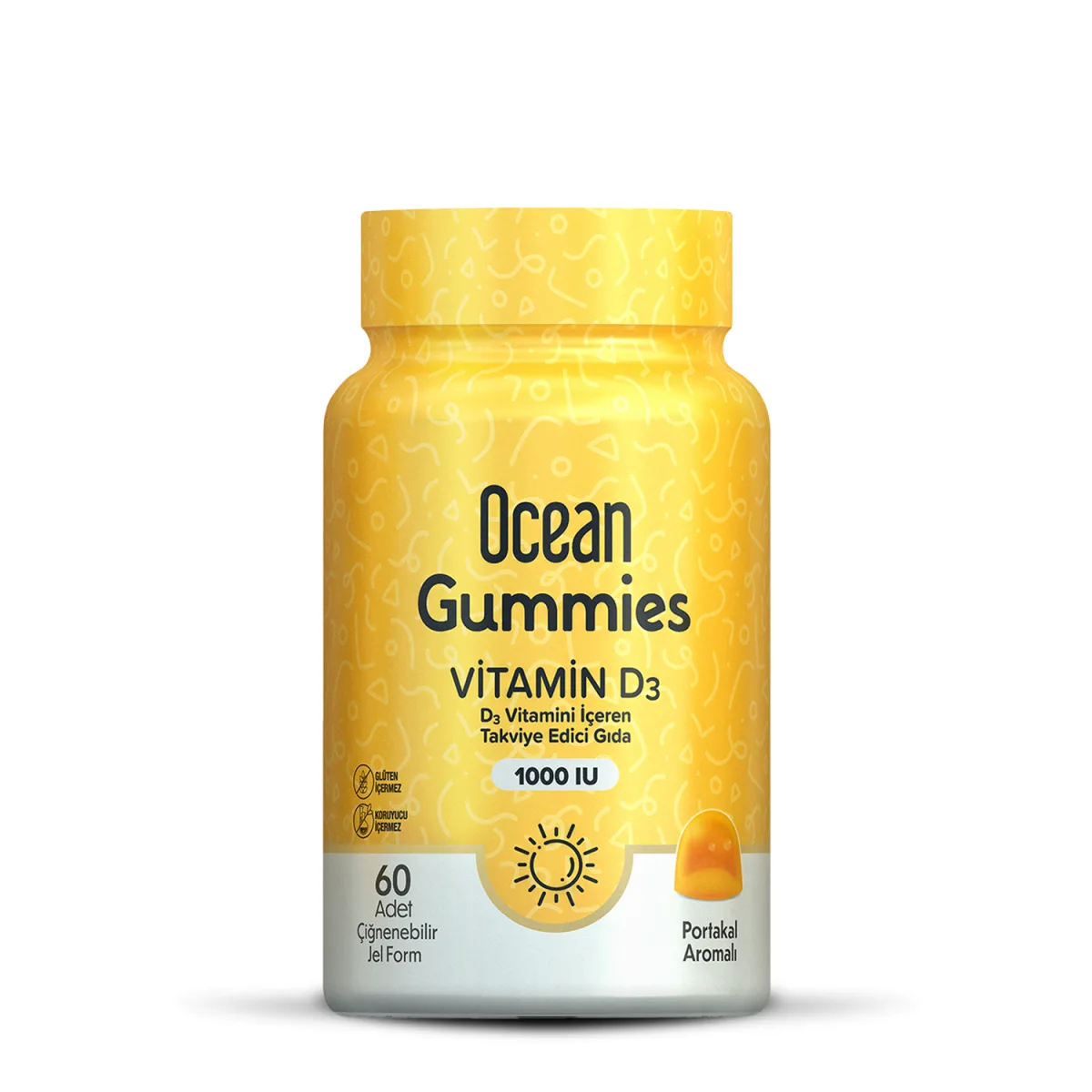 Orzax Ocean Gummies Vitamin D3 1000 IU D3 Vitamini İçeren Takviye Edici Gıda 60 Adet