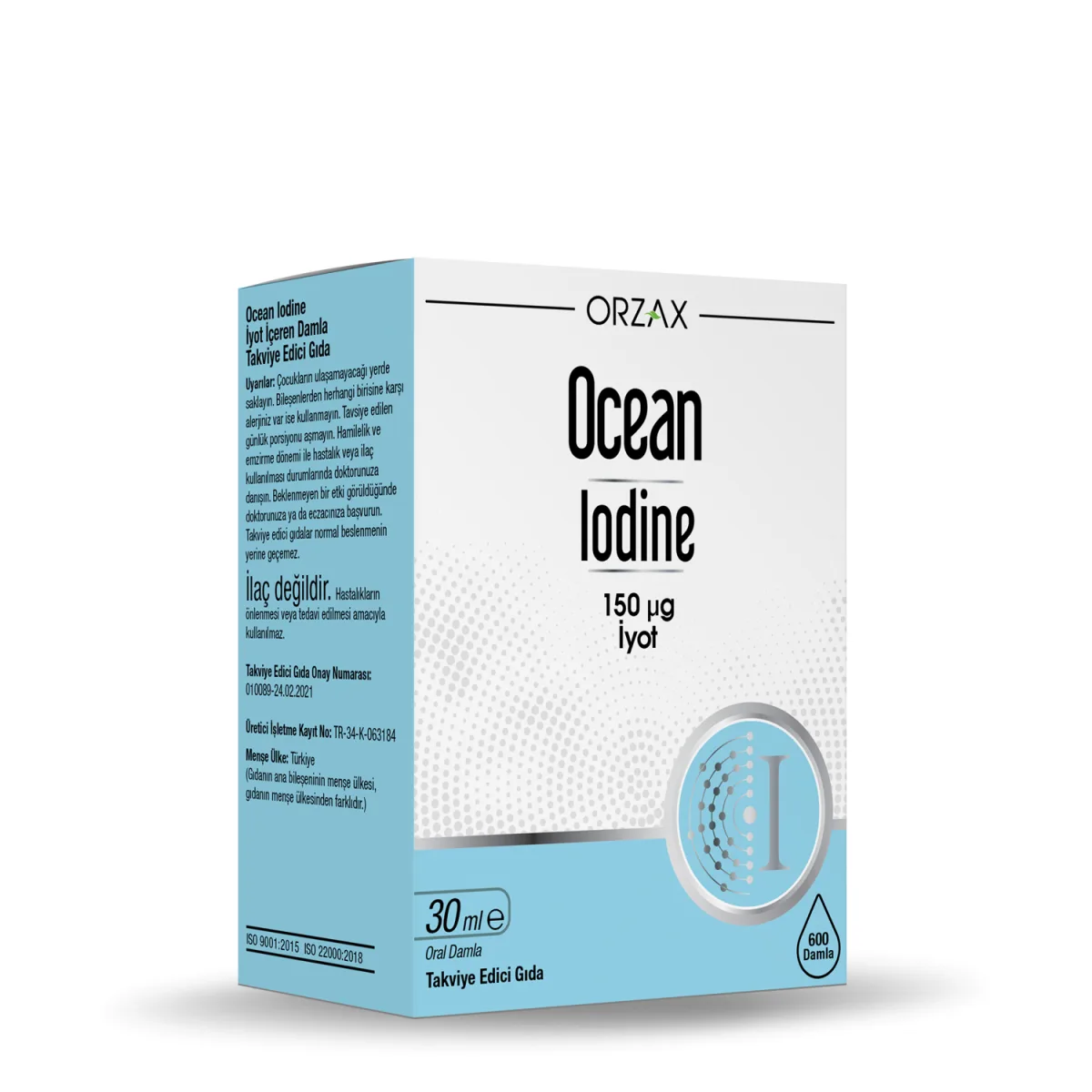 Orzax Ocean Iodine 150 μg İyot Takviye Edici Gıda 30 ml