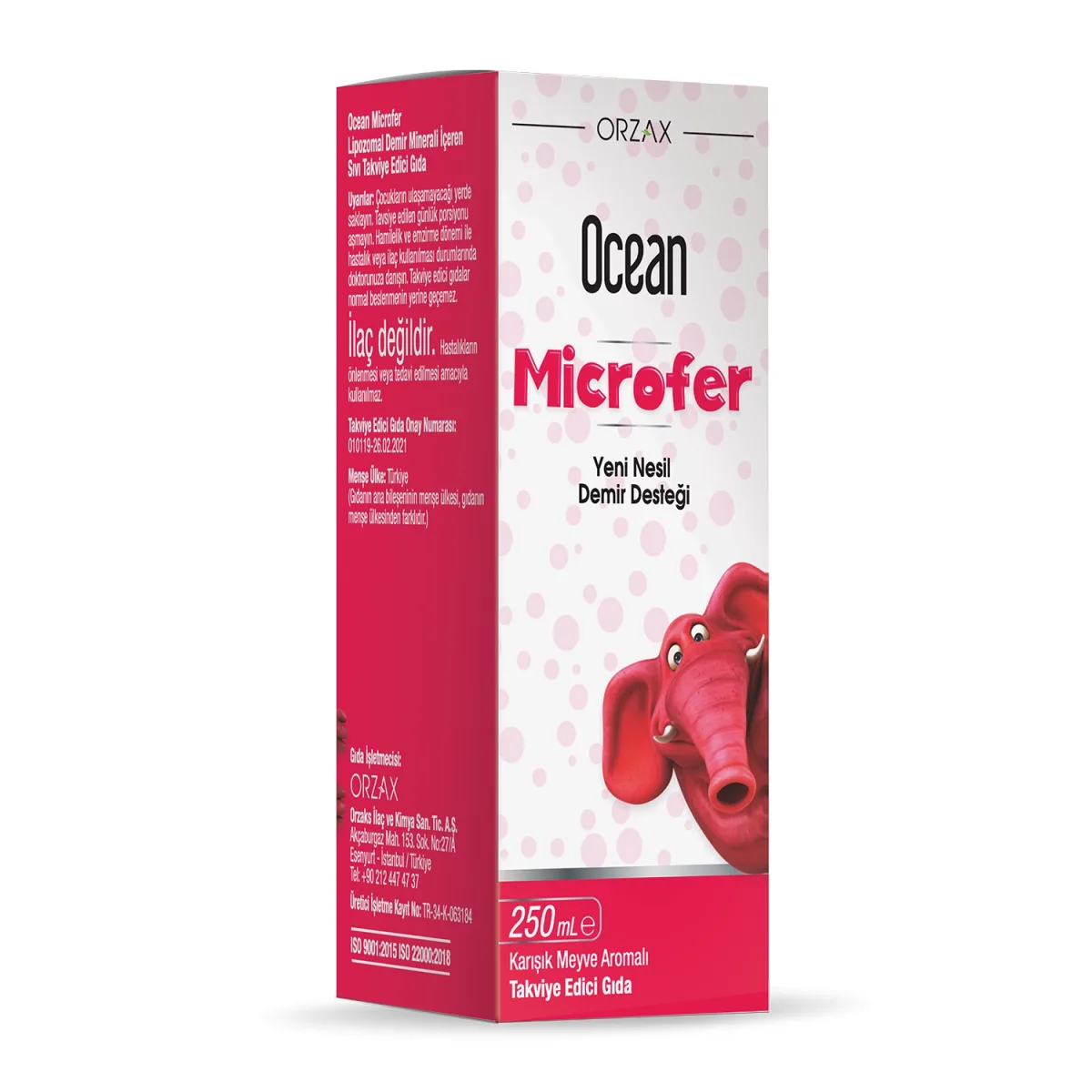 Orzax Ocean Microfer Lipozomal Demir Sıvı Takviye Edici Gıda 250 ml