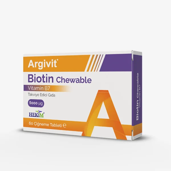 Hekim İlaç Argivit Biotin Chewable Takviye Edici Gıda 60 Tablet