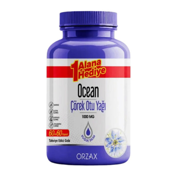 Orzax ocean corek otu yagi 1000 mg 60 kapsul ikincisi hediye