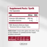 Orzax Ocean Koenzim Q10 200 mg Ubikinon 30 Kapsül
