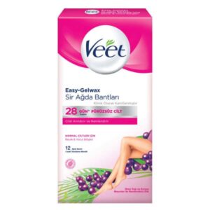 Veet Easy Gelwax Normal Ciltere Özel Bacak ve Vücut Bölgesi Sir Ağda Bandı 12 Adet
