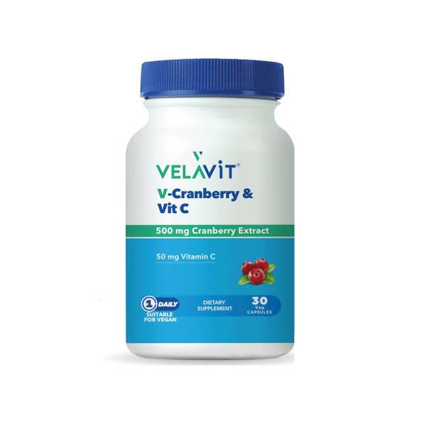 velavit-v-cranberry-vit-c-takviye-edici-gida-30-kapsul-multi-vitaminler-velavit-6525-57-O.jpg Velavit V-Cranberry & Vit C Takviye Edici Gıda 30 Kapsül - Görsel 1